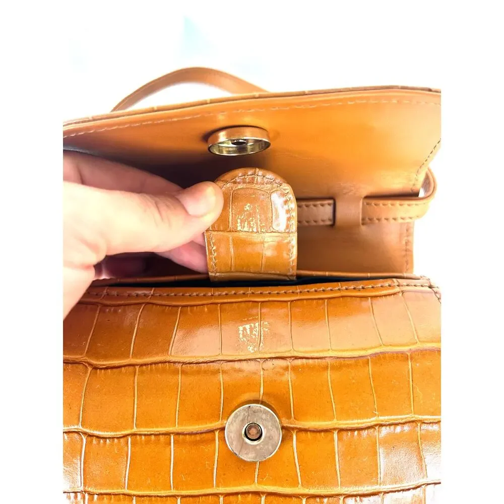 Amelie Pichard Mini Crossbody Baby Abag Snakeskin Effect Purse Crocodile Tan